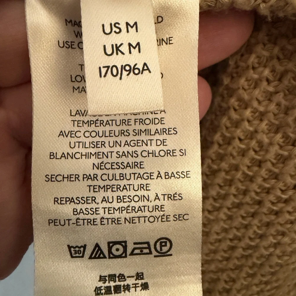 We The Free Thermal Knit Top Womens Medium Tan Excellent Mock Neck Waffle Seam